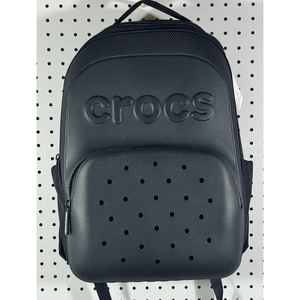 Crocs Black Jibbitz Ready Backpack Molded Front Panel School Travel Bag NWT